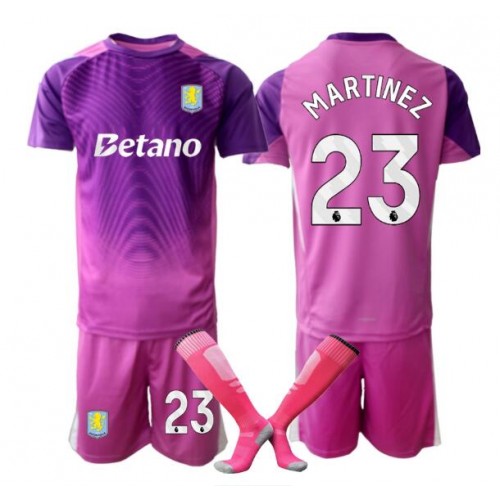 Stroje piłkarskie Aston Villa Emiliano Martinez #23 Bramkarskie Koszulka Trzeciej dla dzieci 2025-26 Krótki Rękaw (+ szorty)